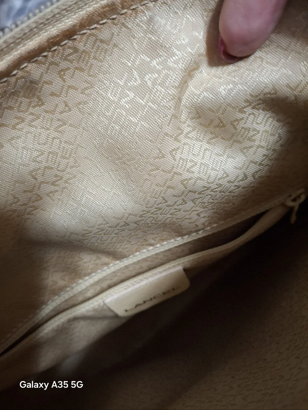 Lancel Cream pebbled leather tote bag Vintage Luxury